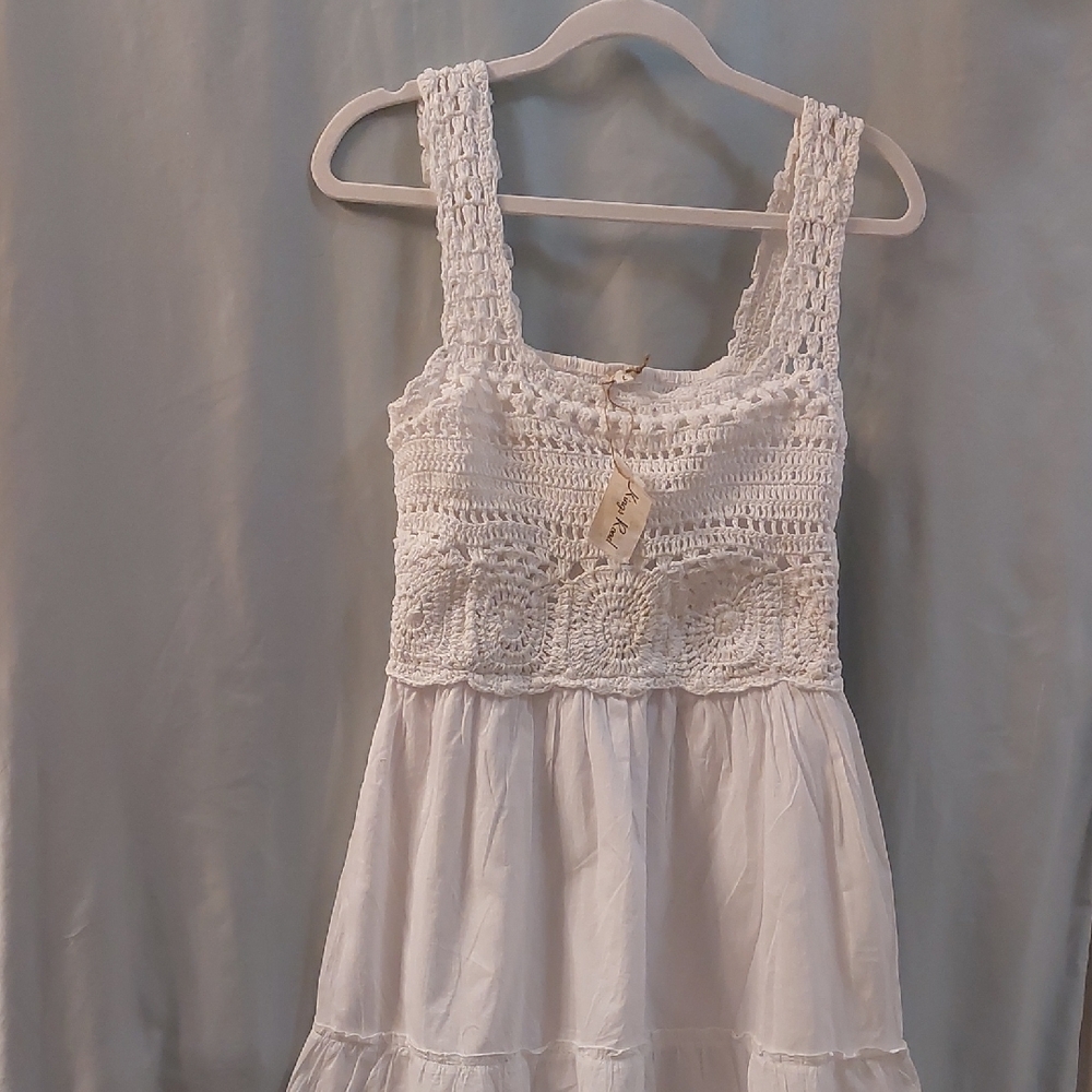 NWT Kings Road White Crochet Sundress Size L